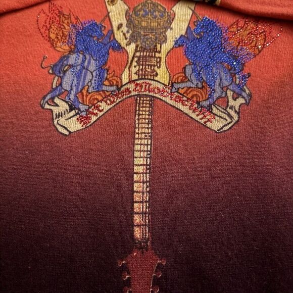 RAW Cashmere deep orange ombre hoodie with crystal and embellished details S - Picture 11 of 16